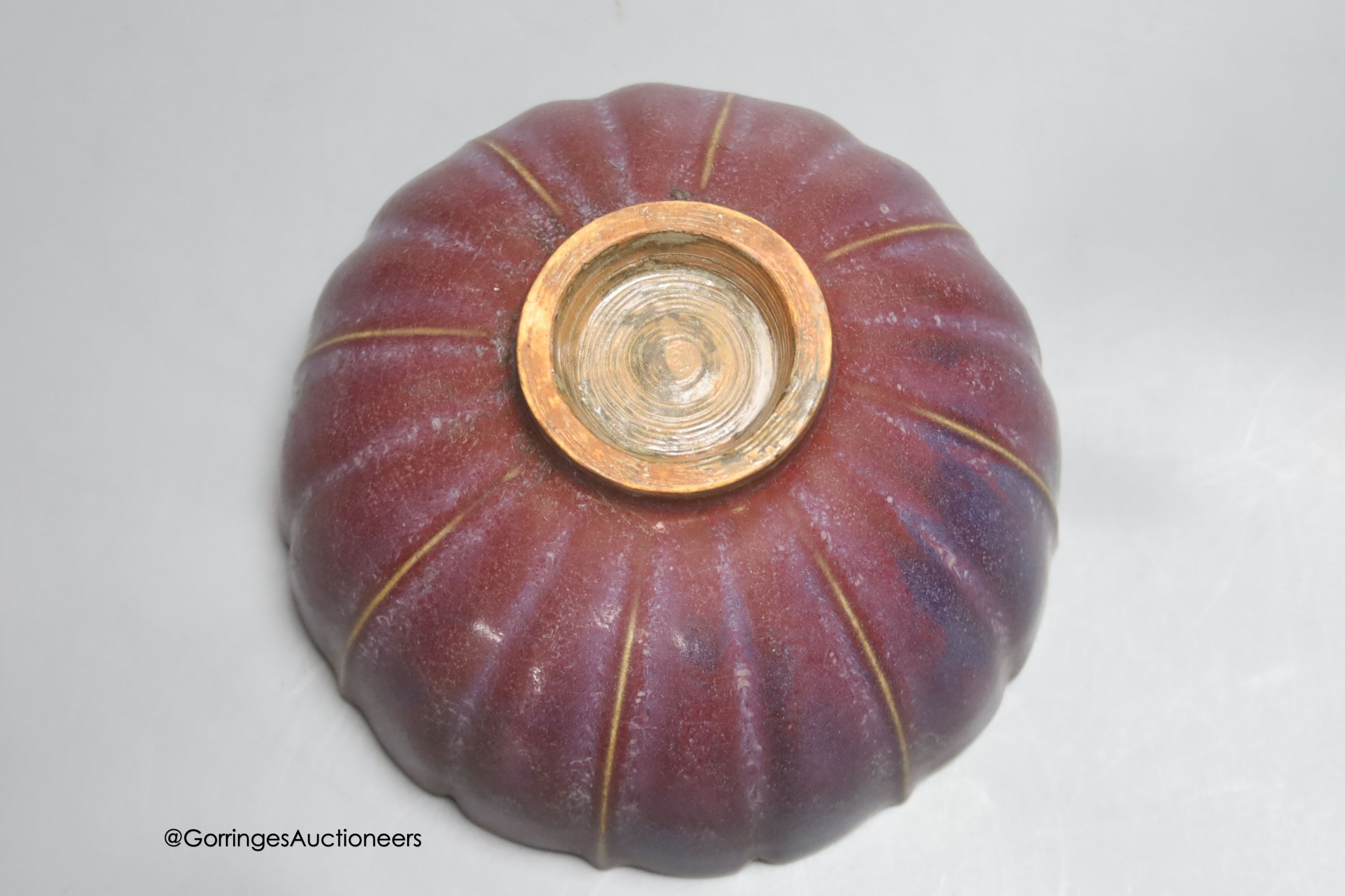 A Chinese Junyao type petal lobed bowl, diameter 19cm
